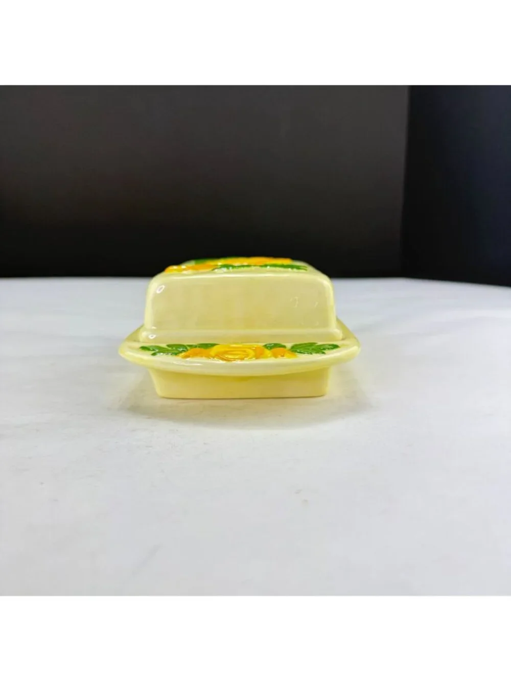 Vintage Hand Painted 3 Piece Soap Dish Yellow Roses